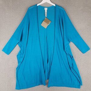 NEW Chico's Convertible Cardigan Women's 1/ Medium Blue Teal Sheer Beach Casual